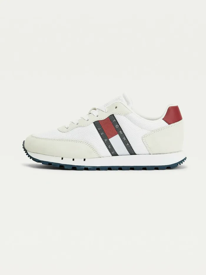 Tommy Hilfiger Mixed Texture Trainers White Womens Trainers Gift for Friend