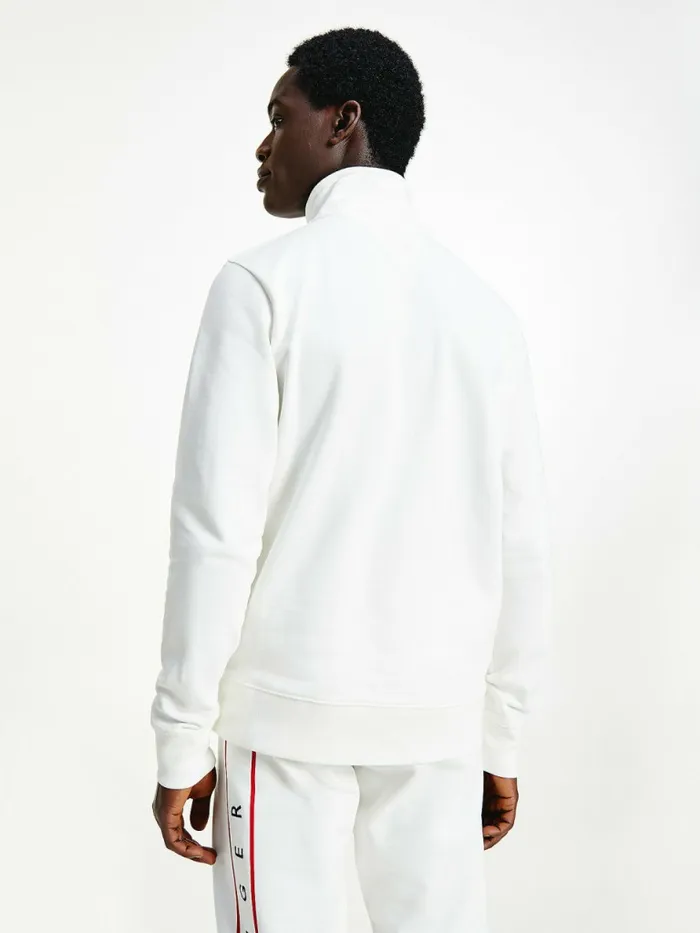 Tommy Hilfiger Mock Turtleneck Sweatshirt Ecru Mens Tracksuits Gift Ideas