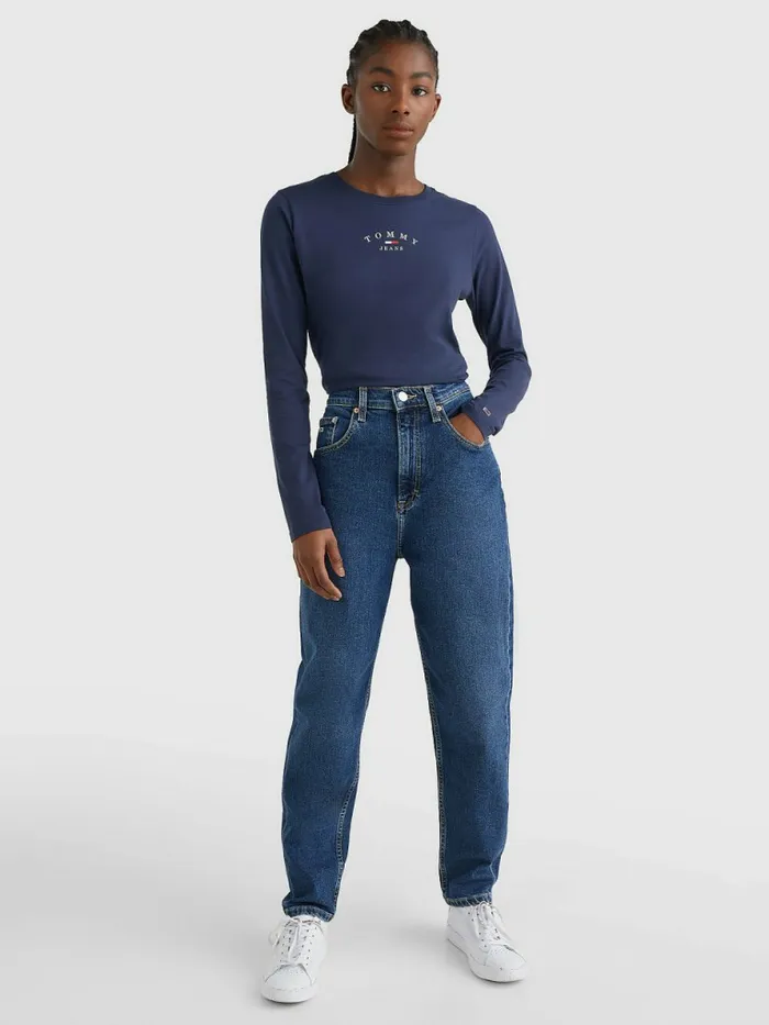 Tommy Hilfiger Mom Ultra High Rise Tapered Faded Jeans Denim Medium Womens Jeans Gift for Friend