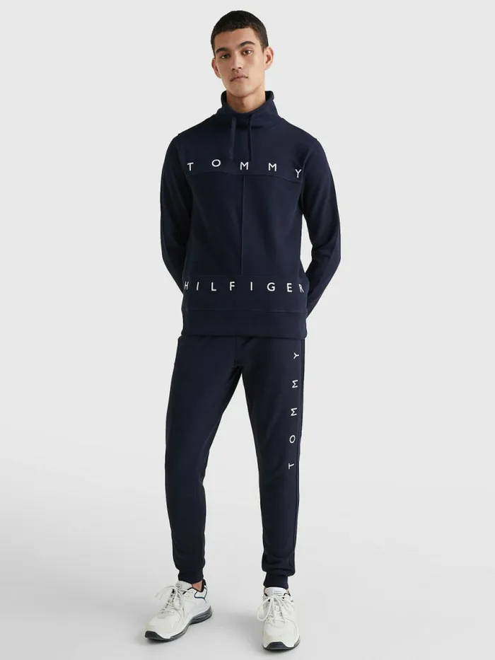 Tommy Hilfiger Mono Flag Mock Turtleneck Sweatshirt Desert Sky Mens Sweatshirts and Hoodies Sale