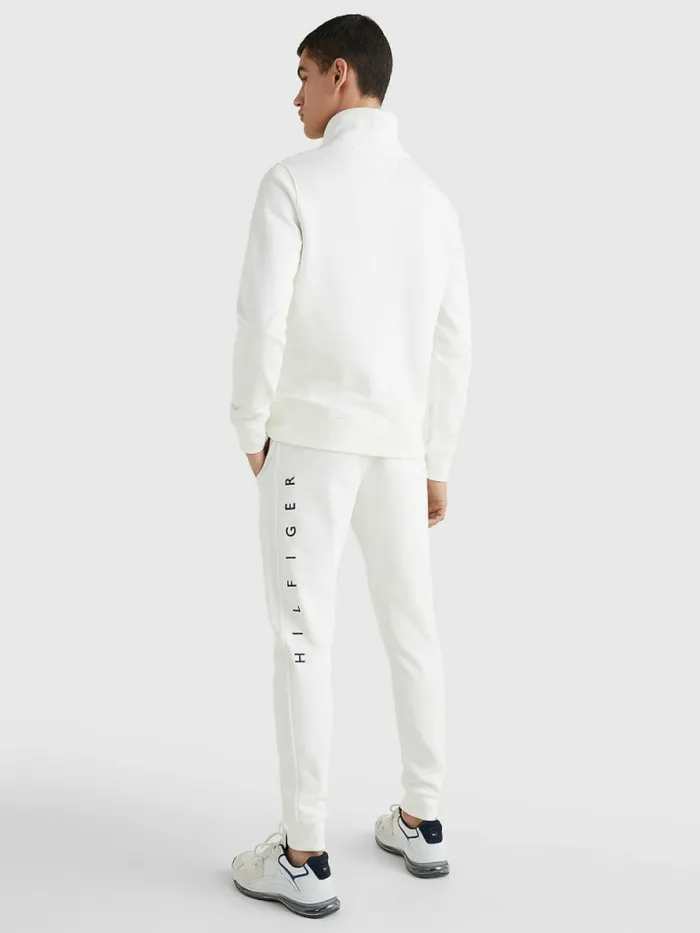 Tommy Hilfiger Mono Flag Mock Turtleneck Sweatshirt Ecru Mens Sweatshirts and Hoodies Gift for Friend