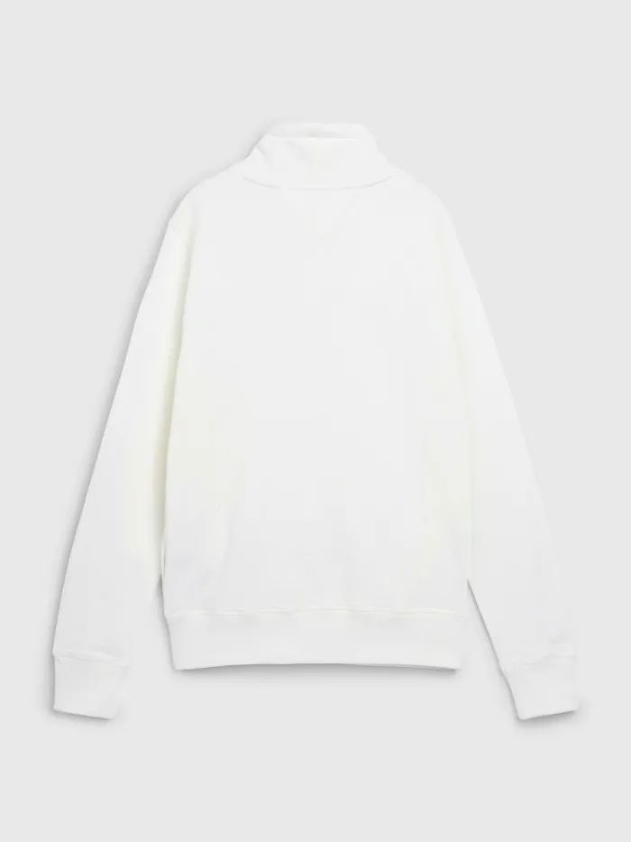 Tommy Hilfiger Mono Flag Mock Turtleneck Sweatshirt Ecru Mens Sweatshirts and Hoodies Gift for Friend