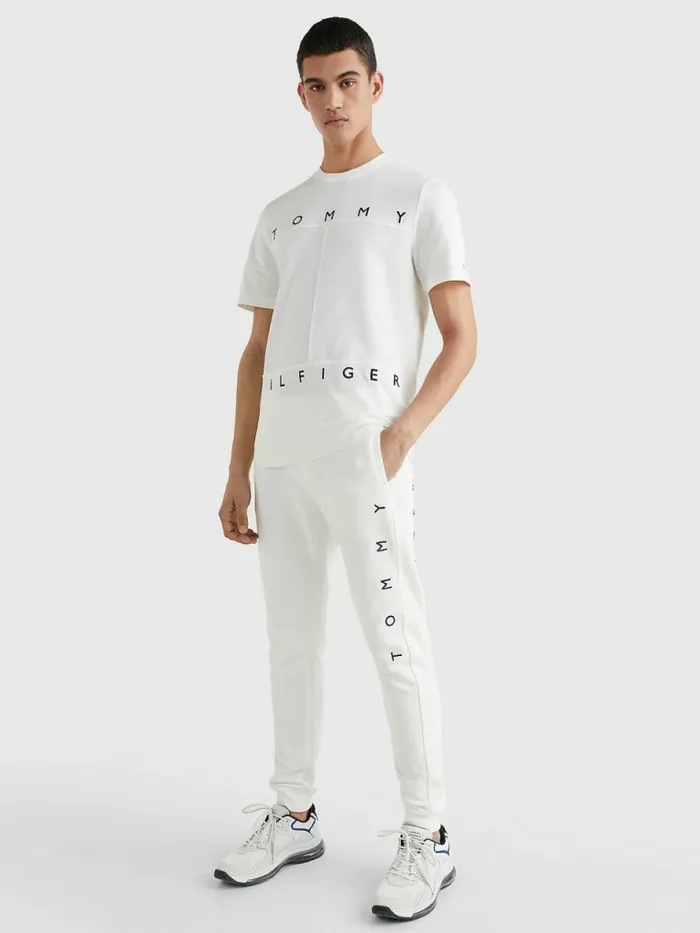 Tommy Hilfiger Mono Flag TShirt Ecru Mens Tracksuits Gift 4 You