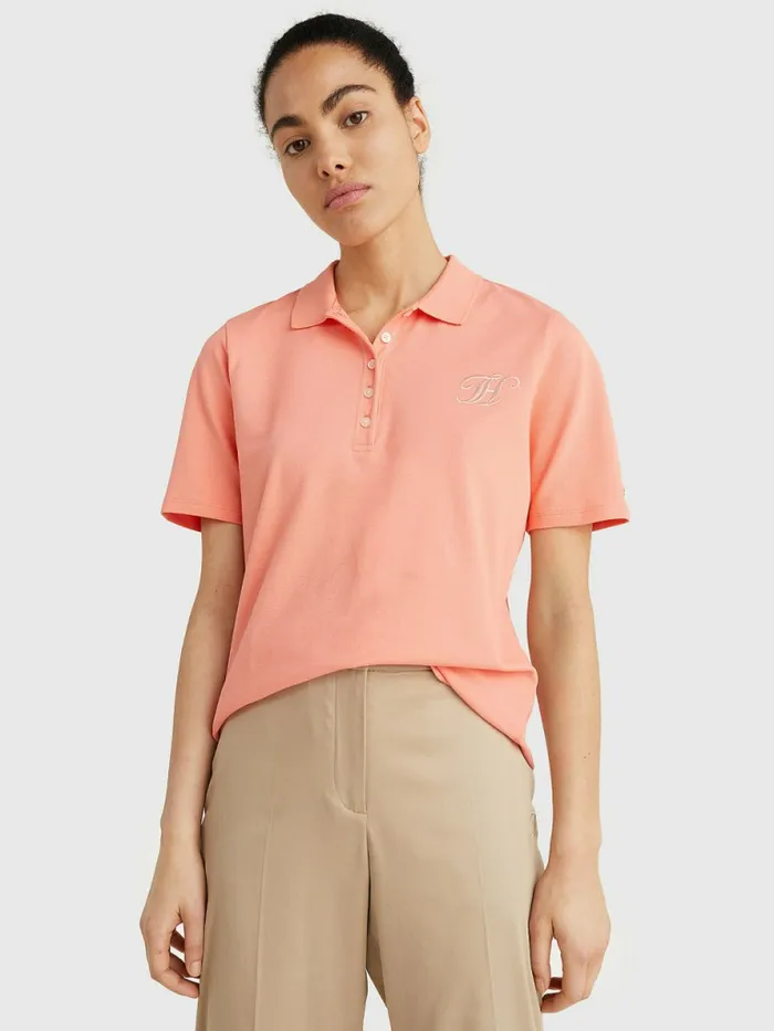 Tommy Hilfiger Monogram Embroidery Regular Fit Polo Coral Blossom Womens Polo Shirts Near Me Tommy Hilfiger Monogram Embroidery Regular Fit Polo Coral Blossom Womens Polo Shirts Near Me