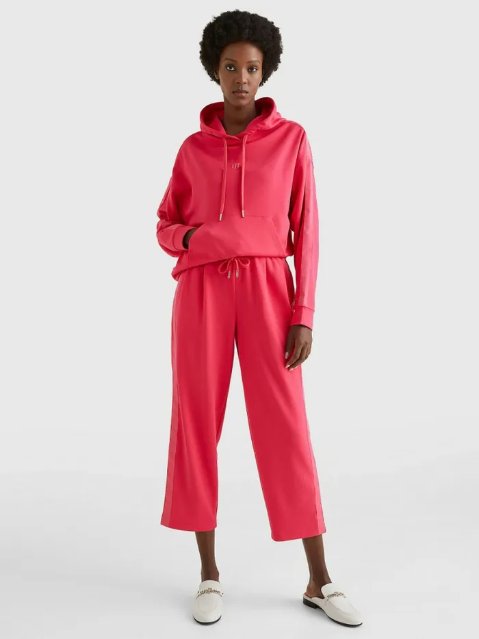 Tommy Hilfiger Monogram Interlock Relaxed Hoody Pink Splendor Womens Sweatshirts and Hoodies Sale