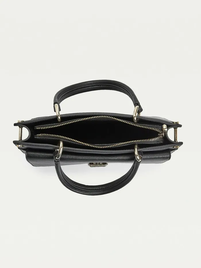 Tommy Hilfiger Monogram Lock Satchel Black Womens Bags Casaul