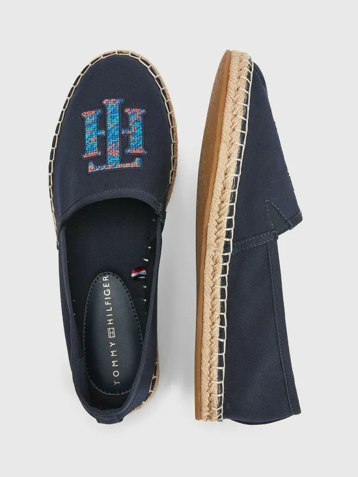 Tommy Hilfiger Monogram Logo Espadrilles Desert Sky Womens Flat Shoes Casaul