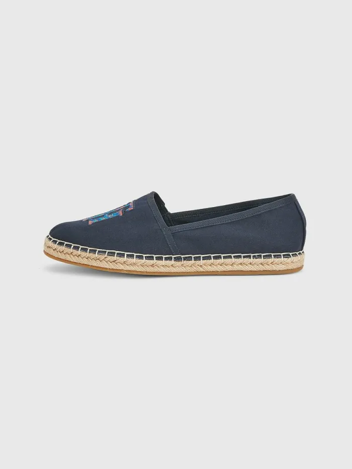 Tommy Hilfiger Monogram Logo Espadrilles Desert Sky Womens Flat Shoes Casaul