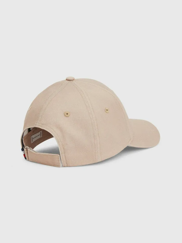 Tommy Hilfiger Monogram Organic Cotton Cap Beige Womens Hats and Scarves Cheap On Sale