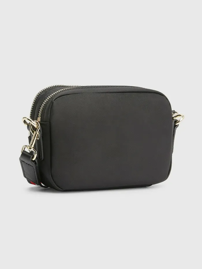 Tommy Hilfiger Monogram Plaque Crossover Bag Black Womens Bags Online