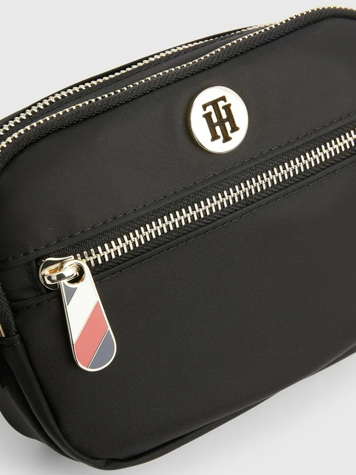 Tommy Hilfiger Monogram Plaque Crossover Bag Black Womens Bags Online