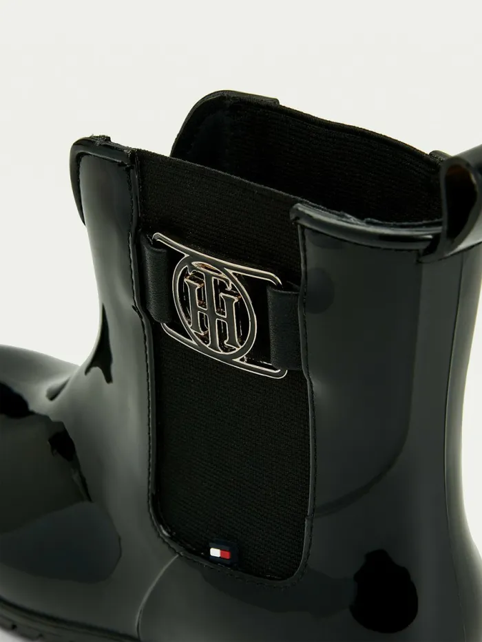 Tommy Hilfiger Monogram Rain Boots Black Womens Boots Cheap On Sale