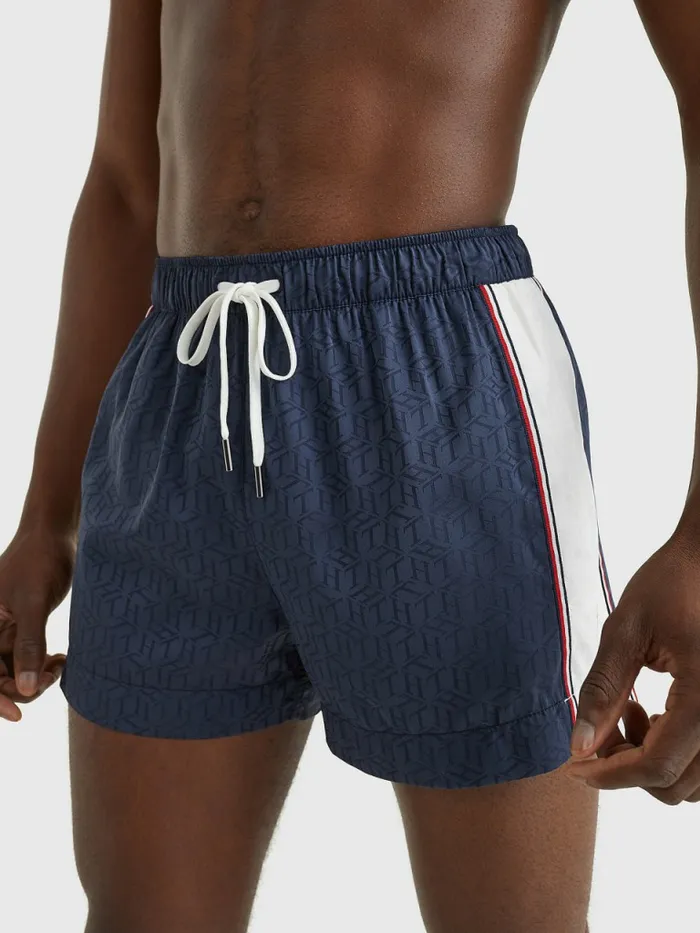 Tommy Hilfiger Monogram Short Length Swim Shorts Desert Sky Mens Swimwear Gift for Friend Tommy Hilfiger Monogram Short Length Swim Shorts Desert Sky Mens Swimwear Gift for Friend