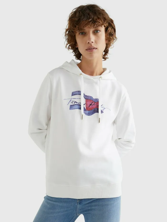 Tommy Hilfiger Motion Flag Logo Hoody Th Optic White Womens Sweatshirts and Hoodies On Sale Tommy Hilfiger Motion Flag Logo Hoody Th Optic White Womens Sweatshirts and Hoodies On Sale