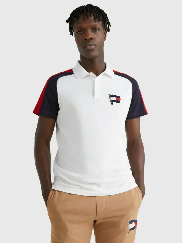 Tommy Hilfiger Motion Flag Regular Fit Polo WhitePrimary RedDesert Sky Mens Polo Shirts Sale Tommy Hilfiger Motion Flag Regular Fit Polo WhitePrimary RedDesert Sky Mens Polo Shirts Sale
