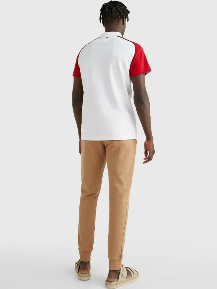 Tommy Hilfiger Motion Flag Regular Fit Polo WhitePrimary RedDesert Sky Mens Polo Shirts Sale