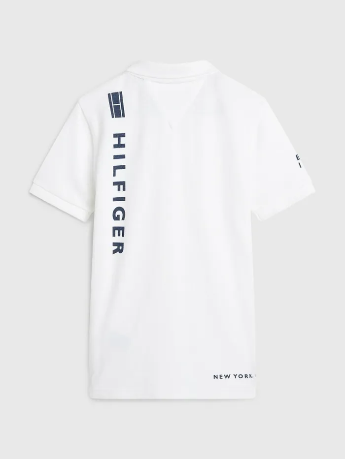 Tommy Hilfiger Multi Logo Organic Cotton Polo White Boys TShirts and Polos Near Me