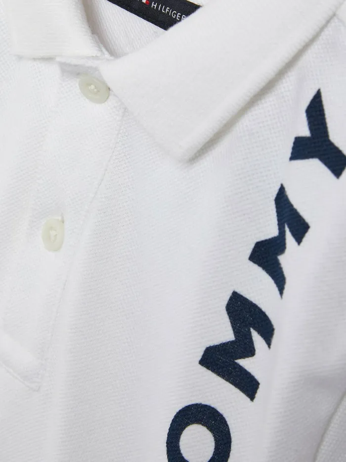Tommy Hilfiger Multi Logo Organic Cotton Polo White Boys TShirts and Polos Near Me
