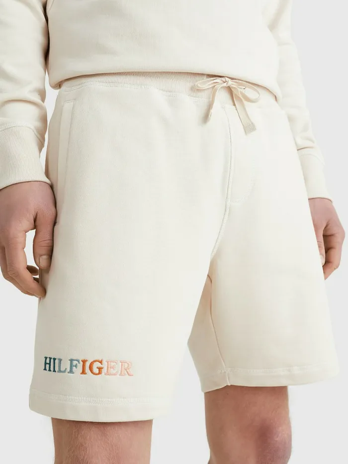 Tommy Hilfiger Multicolour Logo Embroidery Shorts Feather White Mens Shorts Gift for Friend Tommy Hilfiger Multicolour Logo Embroidery Shorts Feather White Mens Shorts Gift for Friend