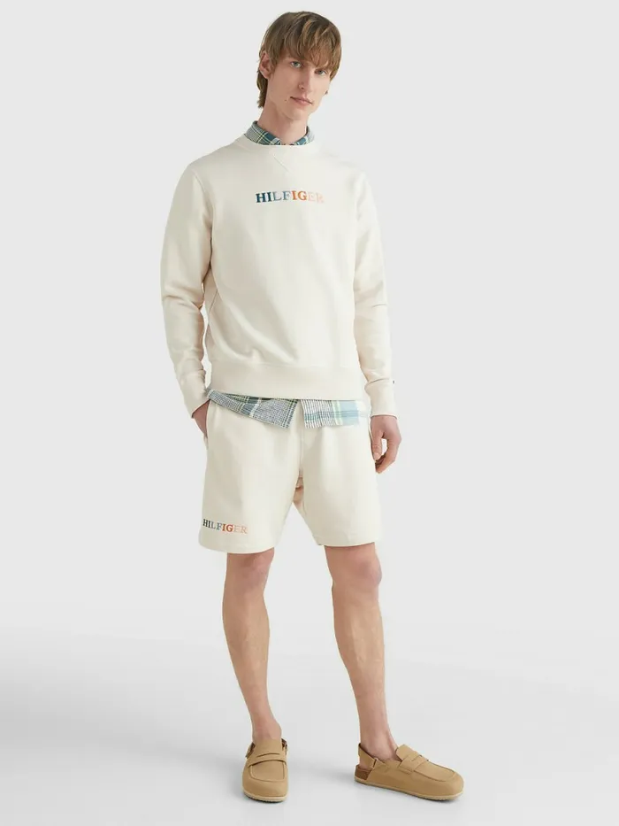 Tommy Hilfiger Multicolour Logo Embroidery Sweatshirt Feather White Mens Tracksuits Cheap On Sale