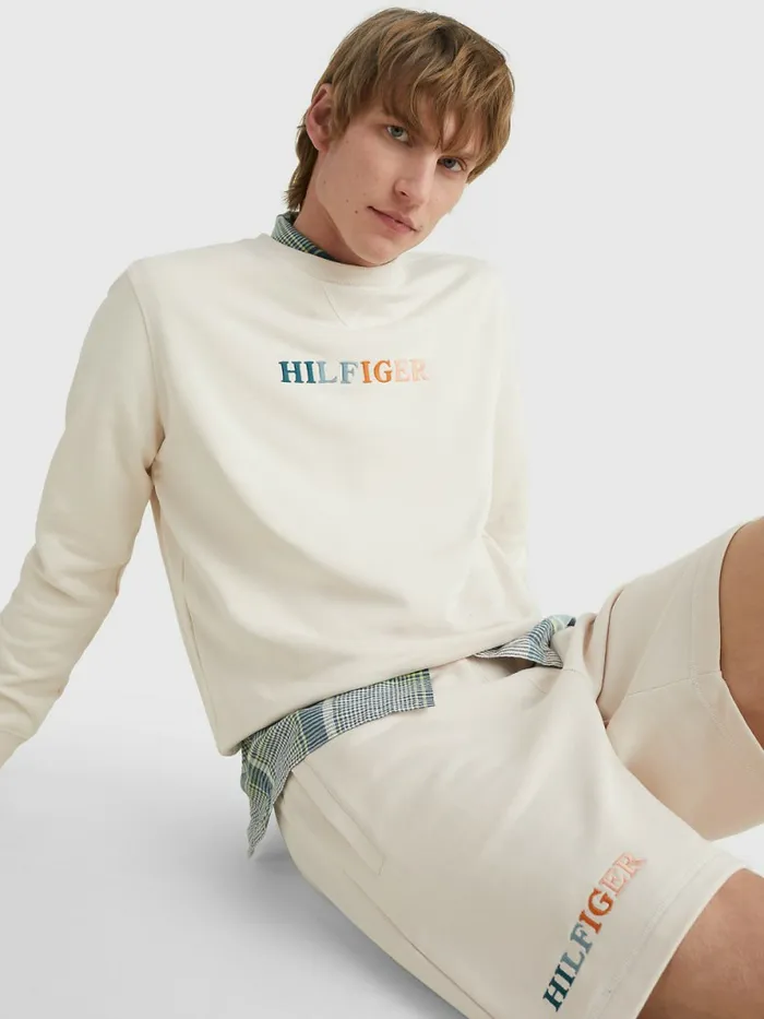 Tommy Hilfiger Multicolour Logo Embroidery Sweatshirt Feather White Mens Tracksuits Cheap On Sale