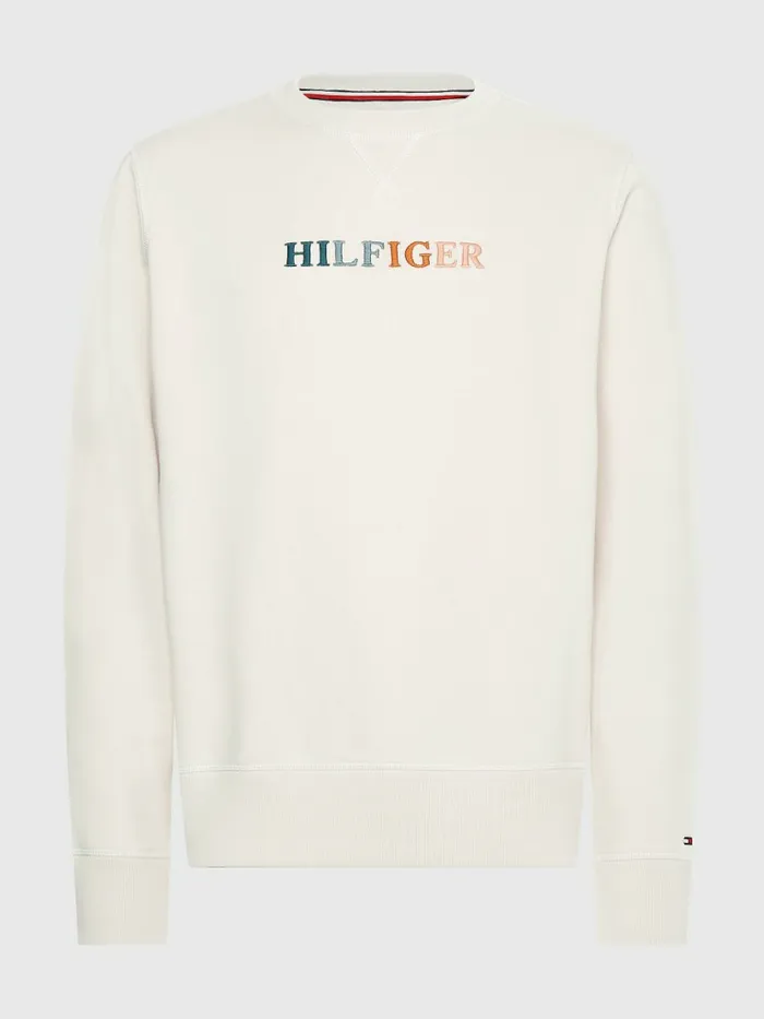 Tommy Hilfiger Multicolour Logo Embroidery Sweatshirt Feather White Mens Tracksuits Cheap On Sale