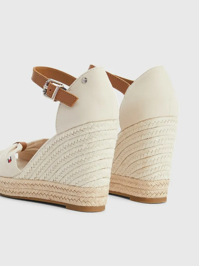 Tommy Hilfiger Open Toe High Wedge Espadrille Sandals Classic Beige Womens Sandals Gift for Friend