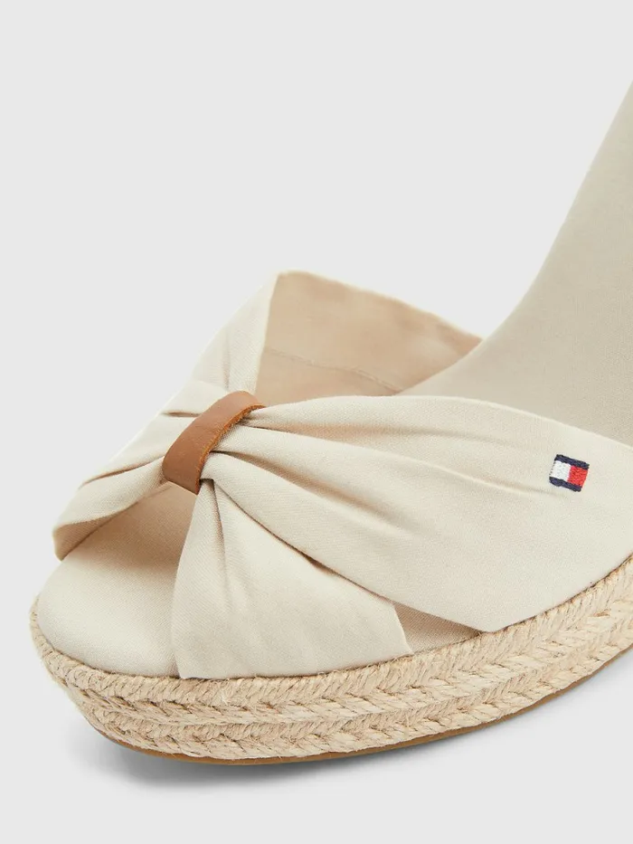 Tommy Hilfiger Open Toe High Wedge Espadrille Sandals Classic Beige Womens Sandals Gift for Friend