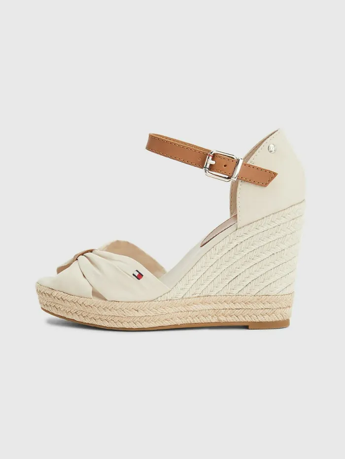 Tommy Hilfiger Open Toe High Wedge Espadrille Sandals Classic Beige Womens Sandals Gift for Friend