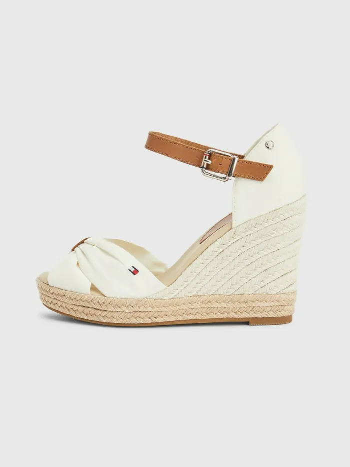 Tommy Hilfiger Open Toe High Wedge Espadrille Sandals Ivory Womens Sandals Popular