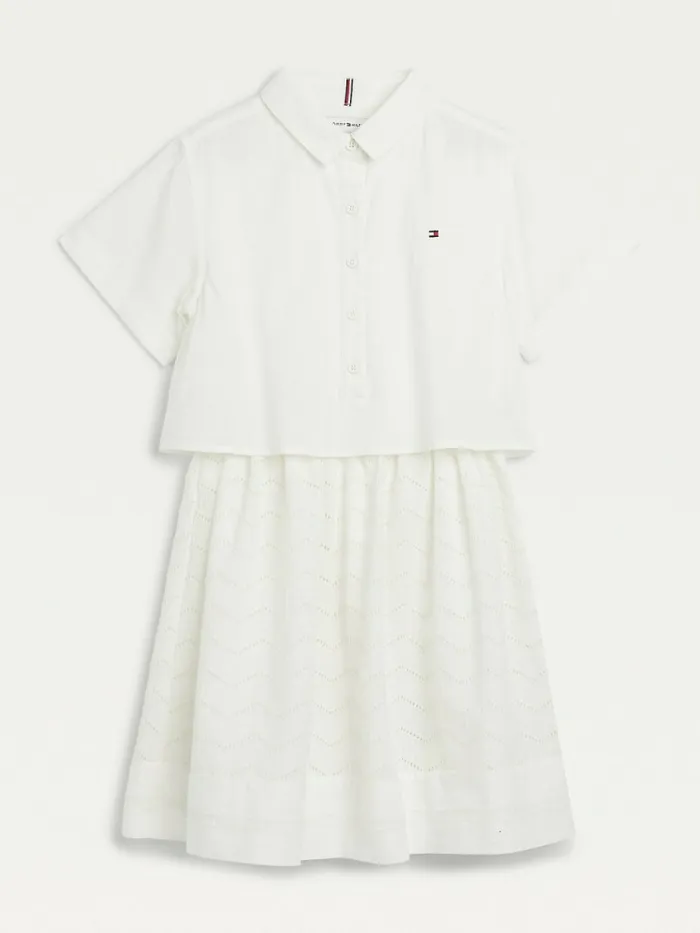 Tommy Hilfiger Organic Cotton Broderie Anglaise Dress Ecru Girls Dresses Popular Tommy Hilfiger Organic Cotton Broderie Anglaise Dress Ecru Girls Dresses Popular