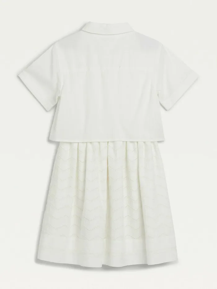 Tommy Hilfiger Organic Cotton Broderie Anglaise Dress Ecru Girls Dresses Popular