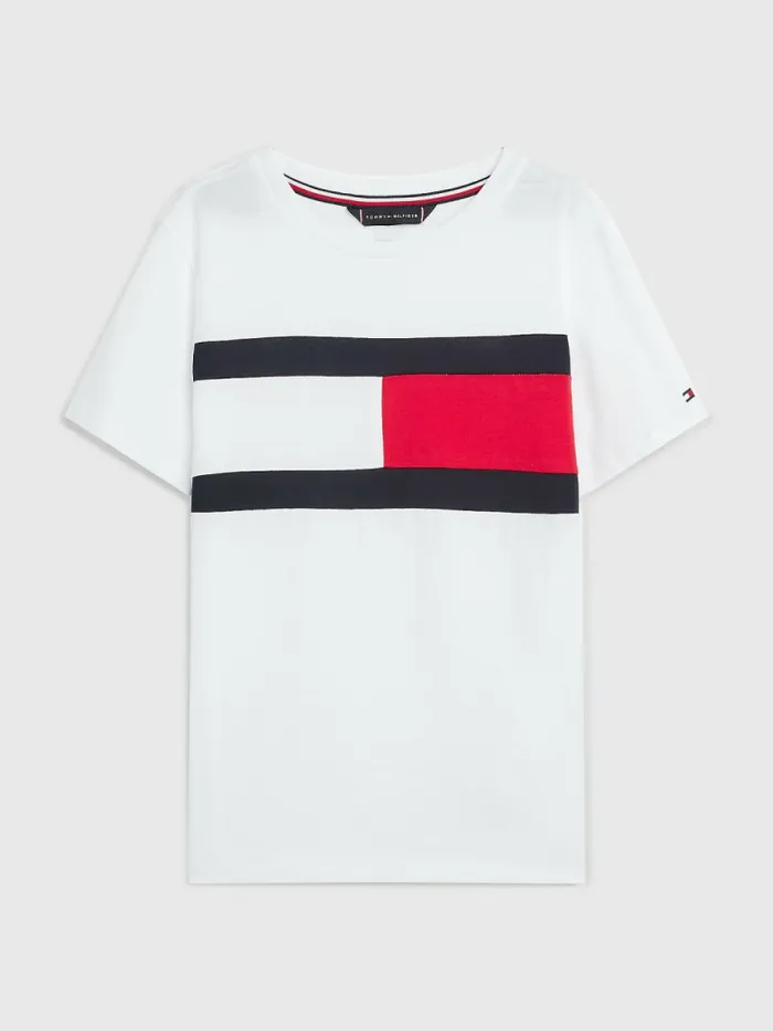 Tommy Hilfiger Organic Cotton ColourBlocked TShirt White Boys Swimwear Sale