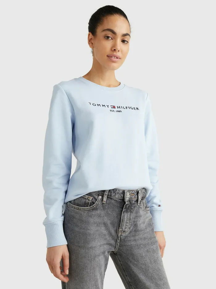 Tommy Hilfiger Organic Cotton Crew Neck Sweatshirt Breezy Blue Womens Sweatshirts and Hoodies Fashion Tommy Hilfiger Organic Cotton Crew Neck Sweatshirt Breezy Blue Womens Sweatshirts and Hoodies Fashion