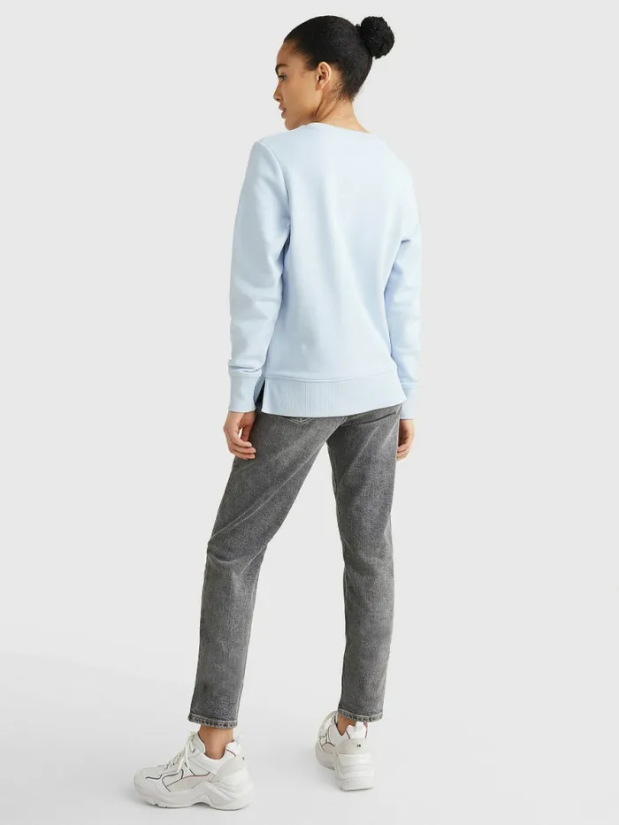 Tommy Hilfiger Organic Cotton Crew Neck Sweatshirt Breezy Blue Womens Sweatshirts and Hoodies Fashion