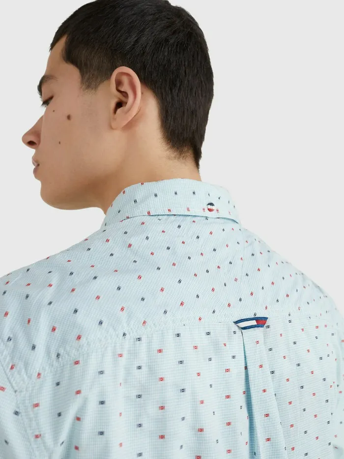 Tommy Hilfiger Organic Cotton Dobby Short Sleeve Shirt White Mens Shirts Online