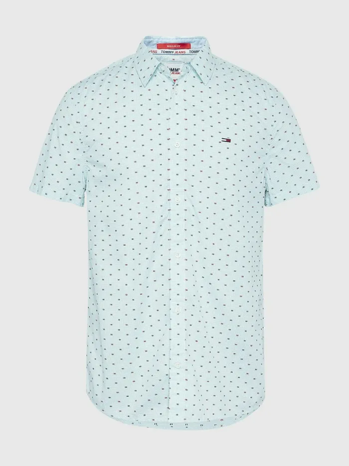 Tommy Hilfiger Organic Cotton Dobby Short Sleeve Shirt White Mens Shirts Online