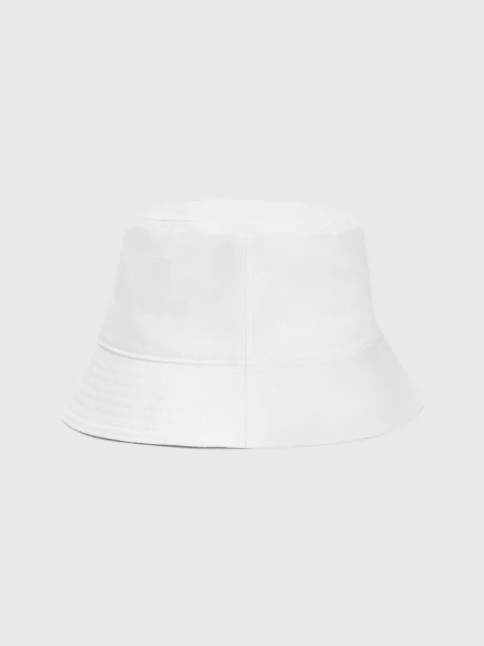 Tommy Hilfiger Organic Cotton Flag Embroidery Bucket Hat White Mens Hats and Scarves Cheap On Sale