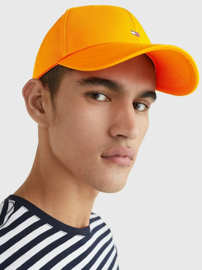 Tommy Hilfiger Organic Cotton Flag Embroidery Cap Hawaiian Orange Mens Hats and Scarves Sale