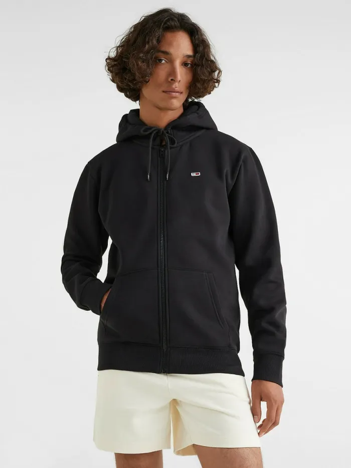 Tommy Hilfiger Organic Cotton Fleece ZipThru Hoody Black Mens Sweatshirts and Hoodies Popular Tommy Hilfiger Organic Cotton Fleece ZipThru Hoody Black Mens Sweatshirts and Hoodies Popular