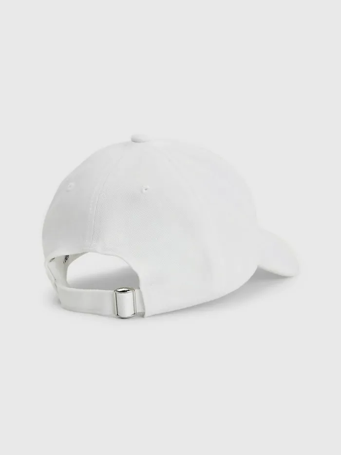 Tommy Hilfiger Organic Cotton Logo Embroidery Cap White Womens Hats and Scarves On Sale
