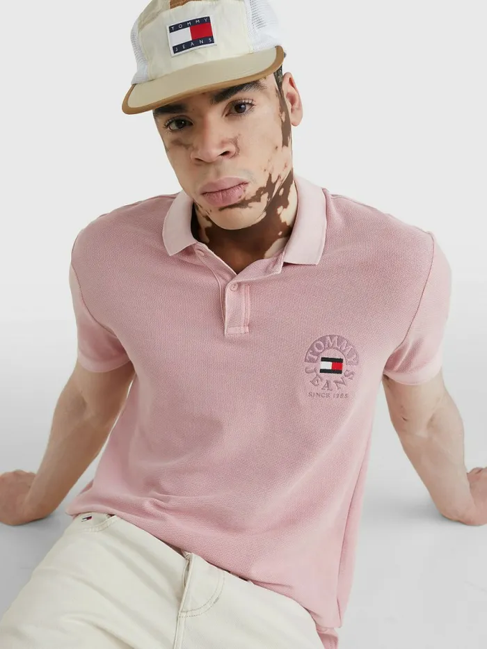 Tommy Hilfiger Organic Cotton Logo Embroidery Polo Broadway Pink Mens Polo Shirts Gift Ideas