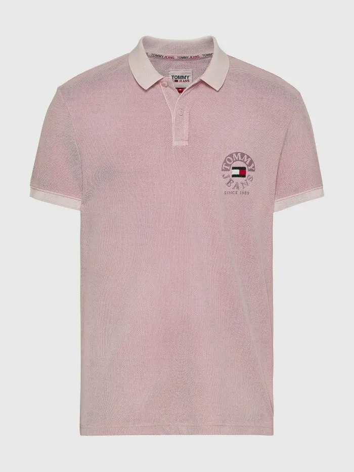 Tommy Hilfiger Organic Cotton Logo Embroidery Polo Broadway Pink Mens Polo Shirts Gift Ideas