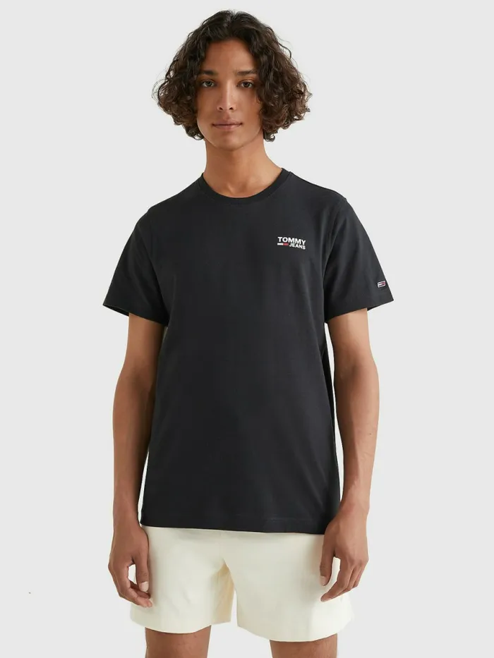 Tommy Hilfiger Organic Cotton Logo TShirt Black Mens Essentials
