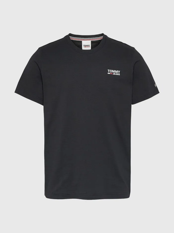 Tommy Hilfiger Organic Cotton Logo TShirt Black Mens Essentials