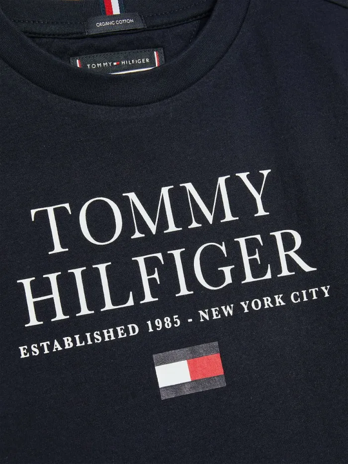 Tommy Hilfiger Organic Cotton Logo TShirt Desert Sky Boys TShirts and Polos On Sale