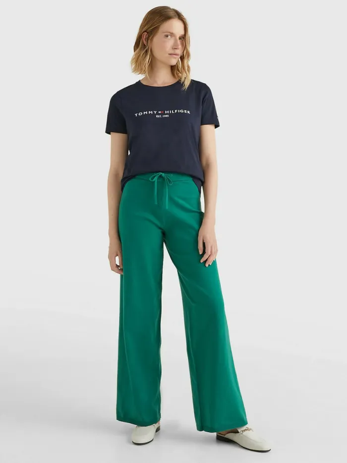 Tommy Hilfiger Organic Cotton Logo TShirt Desert Sky Womens TShirts Gift for Friend