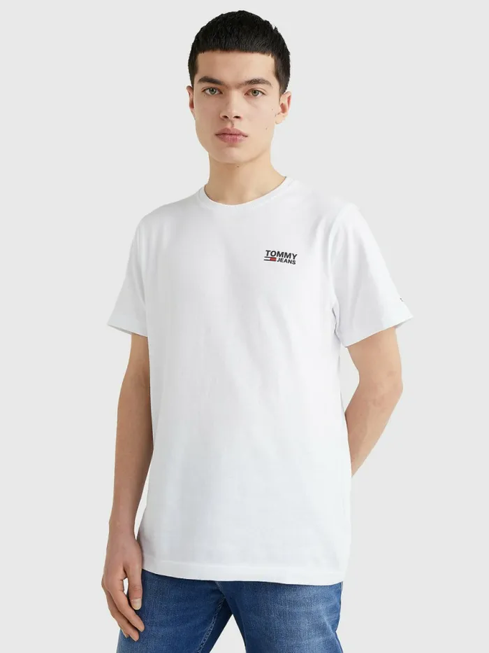 Tommy Hilfiger Organic Cotton Logo TShirt White Mens Essentials