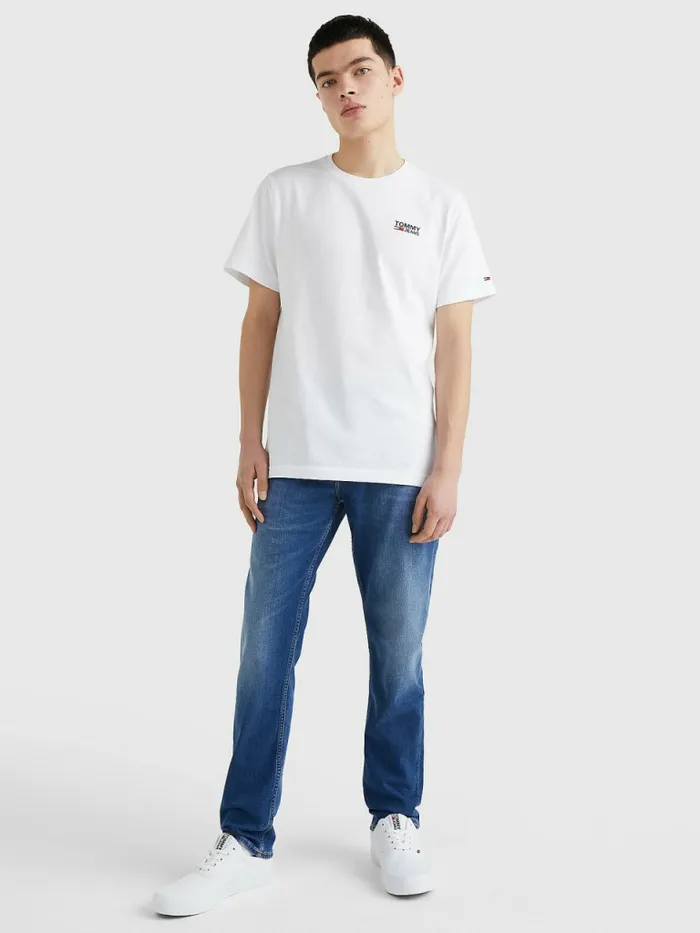 Tommy Hilfiger Organic Cotton Logo TShirt White Mens Essentials