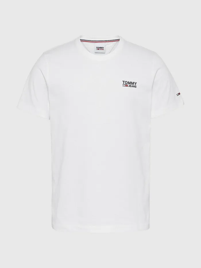 Tommy Hilfiger Organic Cotton Logo TShirt White Mens Essentials